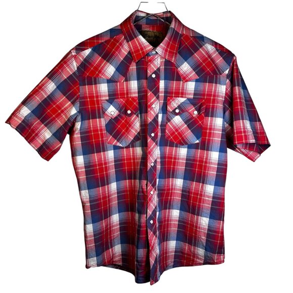 Wrangler Retro Large Plaid Short Sleeve Pearl Snap Western - Picture 1 of 6